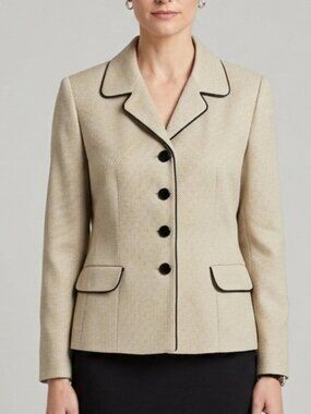 Le Suit Gold Thread Blazer with Black Piping